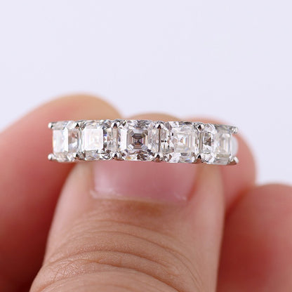 2.2Ct White Asscher Cut Half Eternity Band Ring | Birthday Gift Band Ring For Her | Proposal Ring For Girlfriend | Forever One Band Ring