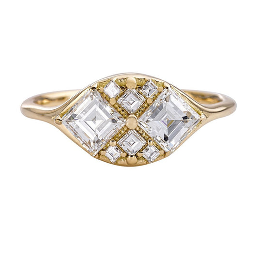 2.5CT White Asscher Cut Two Stone Ring | Statement Ring | Classic Ring | Thank You Gift Ring