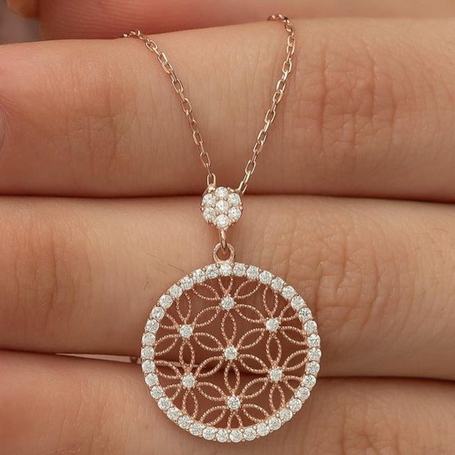 Round Shape 2.20Ct White Round Cut Pave Pendant | Designer Pendant For Her | Sophisticated Pendant | Fashion Jewelry