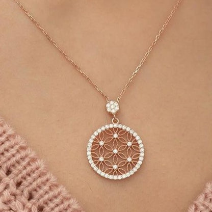 Round Shape 2.20Ct White Round Cut Pave Pendant | Designer Pendant For Her | Sophisticated Pendant | Fashion Jewelry