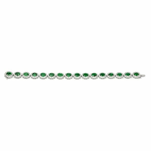 Green Oval Brilliant Cut Signity Diamond Halo Bracelet | Special Occasion Bracelet For Her | Jewelry Collection For Women