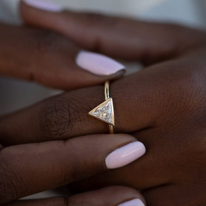 2.5Ct White Triangle Cut Bezel Ring Set | Engagement Ring Set For Fiancee | Unique Ring Set | Daily Wear Ring Set