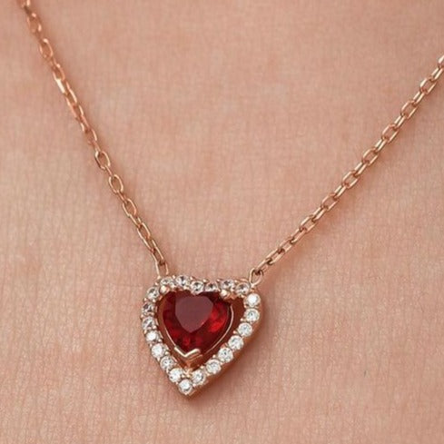 2.50Ct Red Heart Cut Halo Pendant | Proposal Pendant For Girlfriend | Lovable Pendant For Her | Surprise Gift Pendant