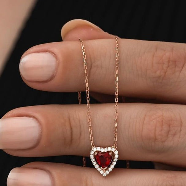 2.50Ct Red Heart Cut Halo Pendant | Proposal Pendant For Girlfriend | Lovable Pendant For Her | Surprise Gift Pendant