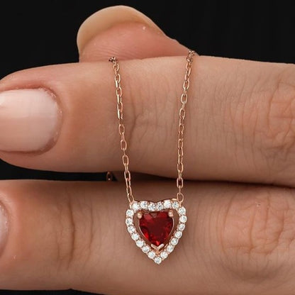 2.50Ct Red Heart Cut Halo Pendant | Proposal Pendant For Girlfriend | Lovable Pendant For Her | Surprise Gift Pendant