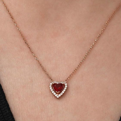 2.50Ct Red Heart Cut Halo Pendant | Proposal Pendant For Girlfriend | Lovable Pendant For Her | Surprise Gift Pendant