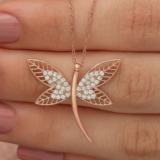 Dragonfly 2.55Ct White Round Cut Cluster Pendant | Timeless Design | Thank You Gift Pendant | Women Jewelry