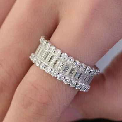 3.20Ct White Baguette Cut Full Eternity Band Ring | Anniversary Gift Ring | Fashion Jewelry