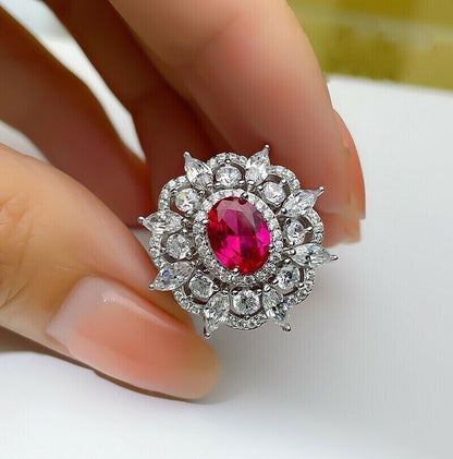 3.10Ct Pink Oval Cut Halo Ring | Party Wear Ring For Women | Jewelry Collection