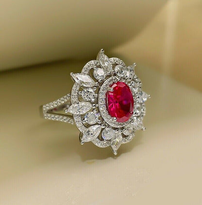 3.10Ct Pink Oval Cut Halo Ring | Party Wear Ring For Women | Jewelry Collection