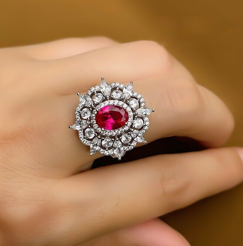 3.10Ct Pink Oval Cut Halo Ring | Party Wear Ring For Women | Jewelry Collection