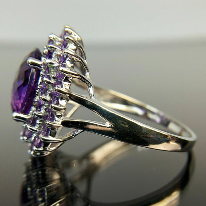 3.30Ct Amethyst Color Oval Cut Double Halo Ring | Party Wear Ring | Designer Ring For Women