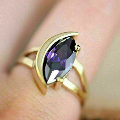 2.88Ct Amethyst Color Marquise Cut Half Bezel Ring  | Proposal Ring For Girlfriend | Birthday Gift Ring