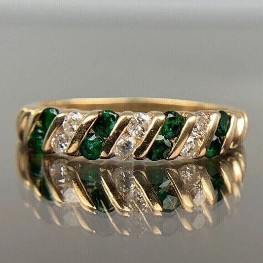 2.80Ct White And Green Round Cut Half Eternity Band Ring | Anniversary Gift Band Ring | Special Occasion