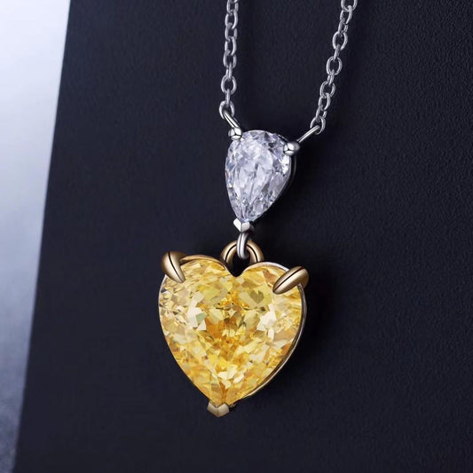 2.80Ct Yellow Heart Cut Solitaire Pendant | Simple Pendant For Women | Daily Wear Pendant | Birthstone Pendant