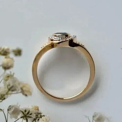 2.60Ct Blue Round Cut Bezel Ring | Birthday Gift Ring | Designer Ring For Women