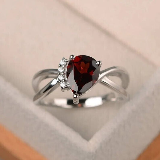 2.70Ct Red Pear Cut Solitaire Ring | Engagement Ring For Fiancée | Bride To Be | Luxury Jewelry