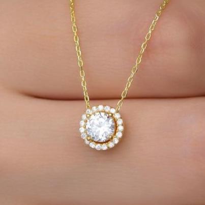 2.70Ct White Round Cut Halo Pendant | Daily Wear Pendant | Classic Pendant For Her | Thank You Gift Pendant