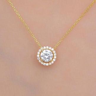 2.70Ct White Round Cut Halo Pendant | Daily Wear Pendant | Classic Pendant For Her | Thank You Gift Pendant