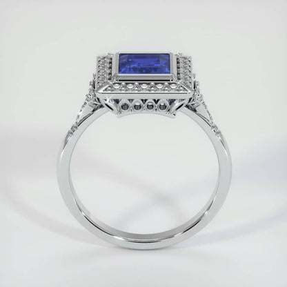 2.5Ct Blue Princess Cut Bezel Set And Halo Ring | Party Wear Ring For Women | Special Occasion Ring For Her | Fashionable Ring Piece