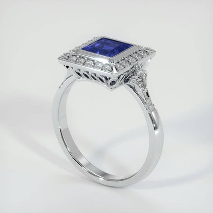 2.5Ct Blue Princess Cut Bezel Set And Halo Ring | Party Wear Ring For Women | Special Occasion Ring For Her | Fashionable Ring Piece