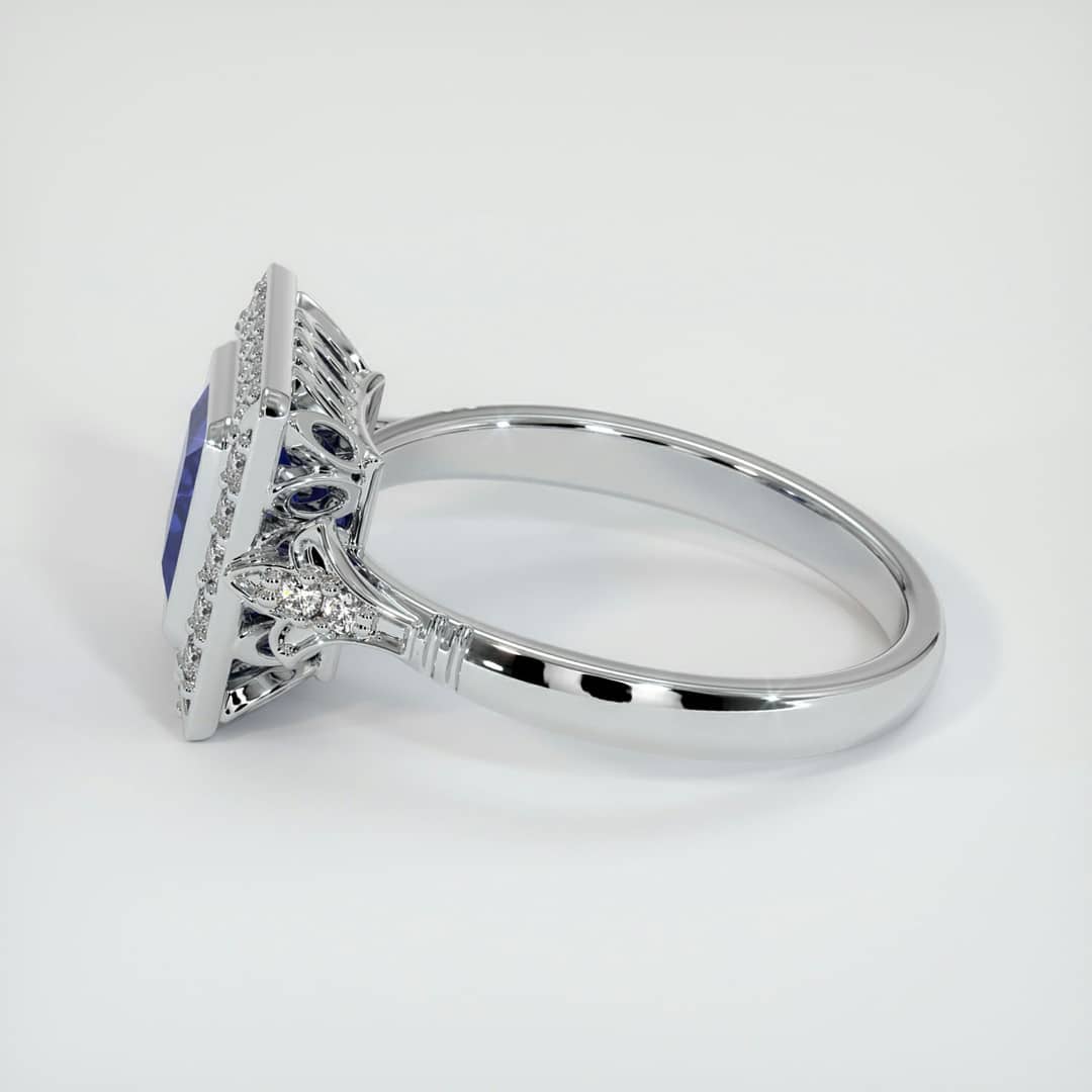 2.5Ct Blue Princess Cut Bezel Set And Halo Ring | Party Wear Ring For Women | Special Occasion Ring For Her | Fashionable Ring Piece