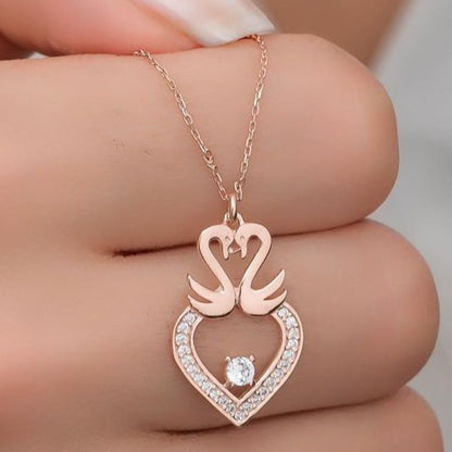 Heart Double Swan Shape 2.55Ct White Round Cut Solitaire Pendant | Anniversary Gift Pendant For Wife | Elegant Jewelry Piece | Fashion Jewelry