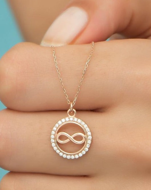 Round Shape With Infinity 1.80Ct White Round Cut Pave Pendant | Daily Wear Pendant | Birthday Gift Pendant | Women Jewelry | Everyday Wear Pendant