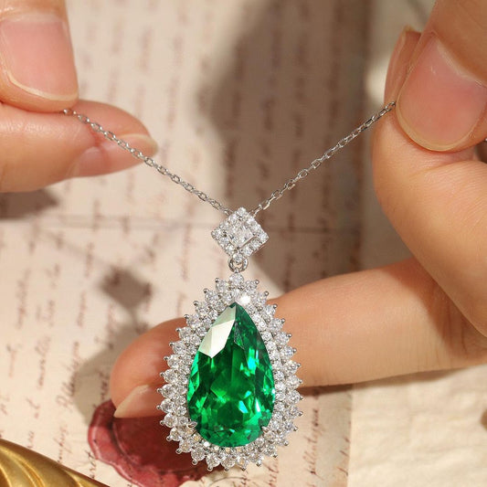 3.30Ct Green Pear Cut Double Halo Pendant | Party Wear Pendant | Wedding Gift Pendant For Bridal | Designer Pendant