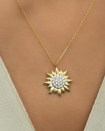 Sun Shape 2.10Ct White Round Cut Cluster Pendant | Birthday Gift Pendant | Everyday Wear Pendant | Jewelry Collection