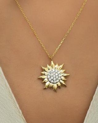 Sun Shape 2.10Ct White Round Cut Cluster Pendant | Birthday Gift Pendant | Everyday Wear Pendant | Jewelry Collection