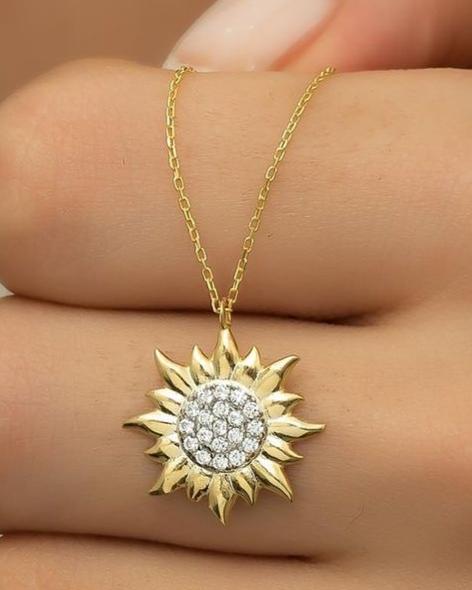 Sun Shape 2.10Ct White Round Cut Cluster Pendant | Birthday Gift Pendant | Everyday Wear Pendant | Jewelry Collection