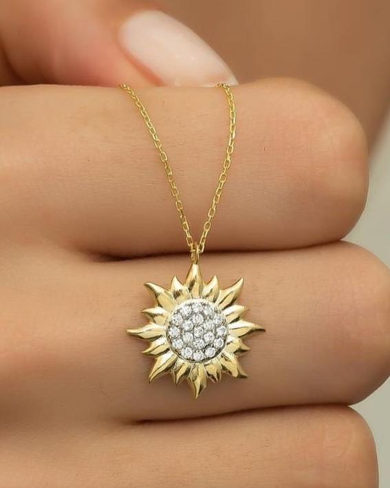 Sun Shape 2.10Ct White Round Cut Cluster Pendant | Birthday Gift Pendant | Everyday Wear Pendant | Jewelry Collection