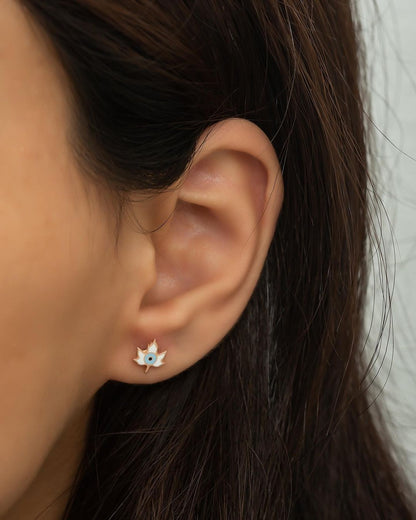 White Enameled Plane Leaf Earring | Teenage Girl Gift Earring | Elegance Design Earring