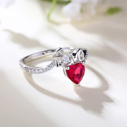 "Love" Words 2.55Ct Red Heart Cut Solitaire Ring | Proposal Ring For Girlfriend | Lovable Ring For Her