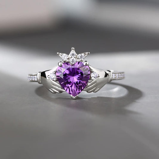 2.60Ct Purple Color Heart Cut Solitaire Ring | Proposal Ring For Her | Minimalist Ring For Women