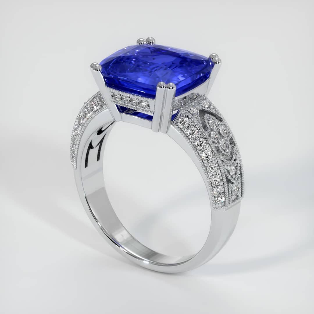 Vintage 3.2Ct Blue Cushion Cut Solitaire Ring | Bridal Wedding Ring | Special Occasion Ring | Women Jewelry Collection