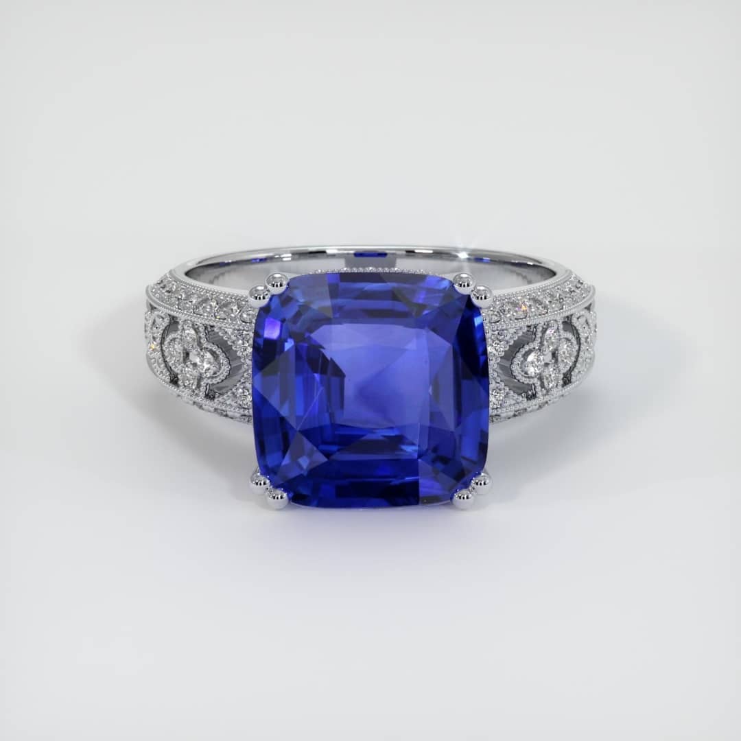 Vintage 3.2Ct Blue Cushion Cut Solitaire Ring | Bridal Wedding Ring | Special Occasion Ring | Women Jewelry Collection