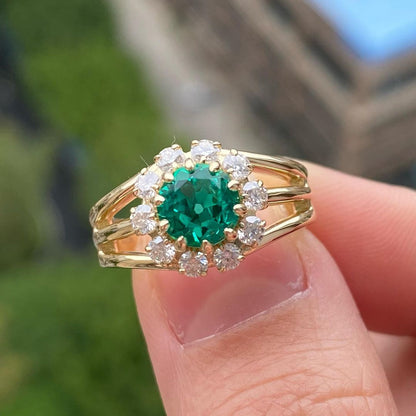 2.60Ct Green Round Cut Halo Ring | Engagement Ring For Fiancée | Customize Ring For Women