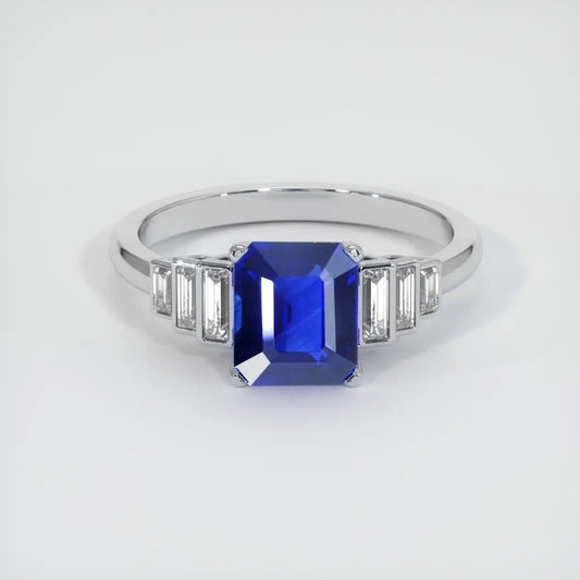 2.6Ct Blue Emerald Cut Solitaire With Accents Ring | Anniversary Gift Ring For Wife | Bridesmaid Gift Ring | Thank You Gift Ring