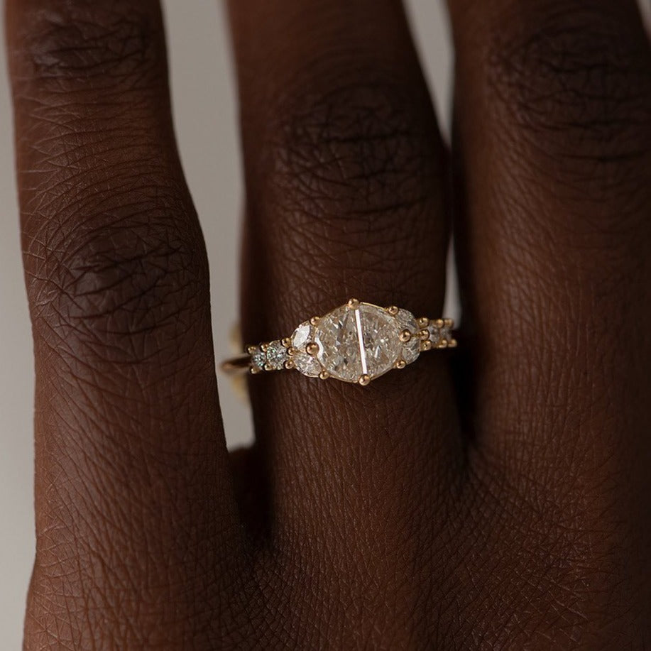 2.4Ct White Half Moon Cut Two Stone Ring | Anniversary Gift Ring | Women Jewelry | Trendy Ring