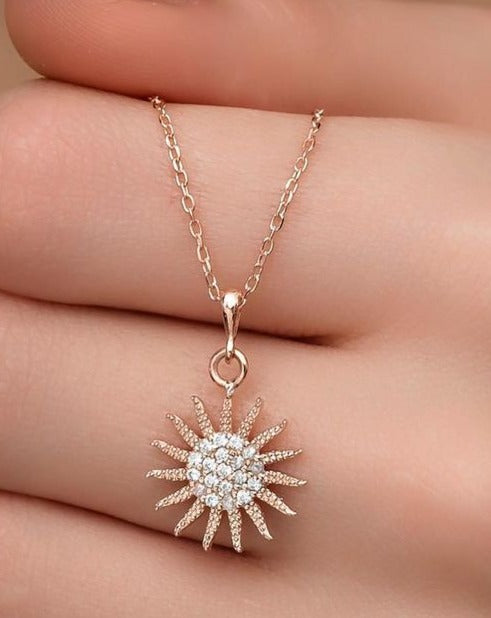 Sun Shape 1.70Ct White Round Cut Cluster Pendant | Special Occasion Pendant | Women Jewelry | Daily Wear Pendant