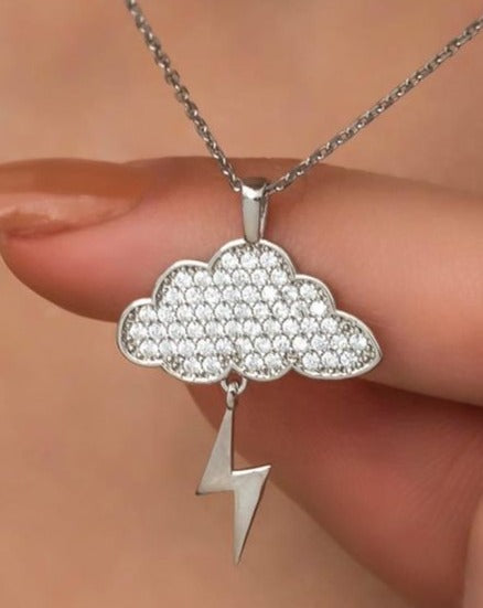 Lightning Cloud Shape 2.88Ct White Round Cut Cluster Pendant | Nature lover Gift Pendant | Stunning Pendant For Her | Fashion Jewelry