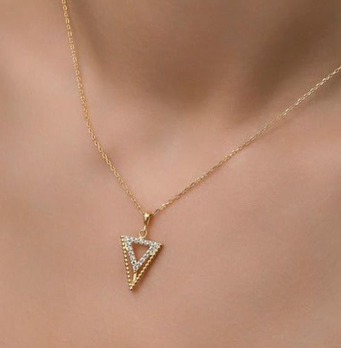 Triangle Shape 1.50Ct White Round Cut Prong Pendant | Special Event Pendant | Classic Pendant For Her | Jewelry Collection