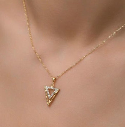 Triangle Shape 1.50Ct White Round Cut Prong Pendant | Special Event Pendant | Classic Pendant For Her | Jewelry Collection