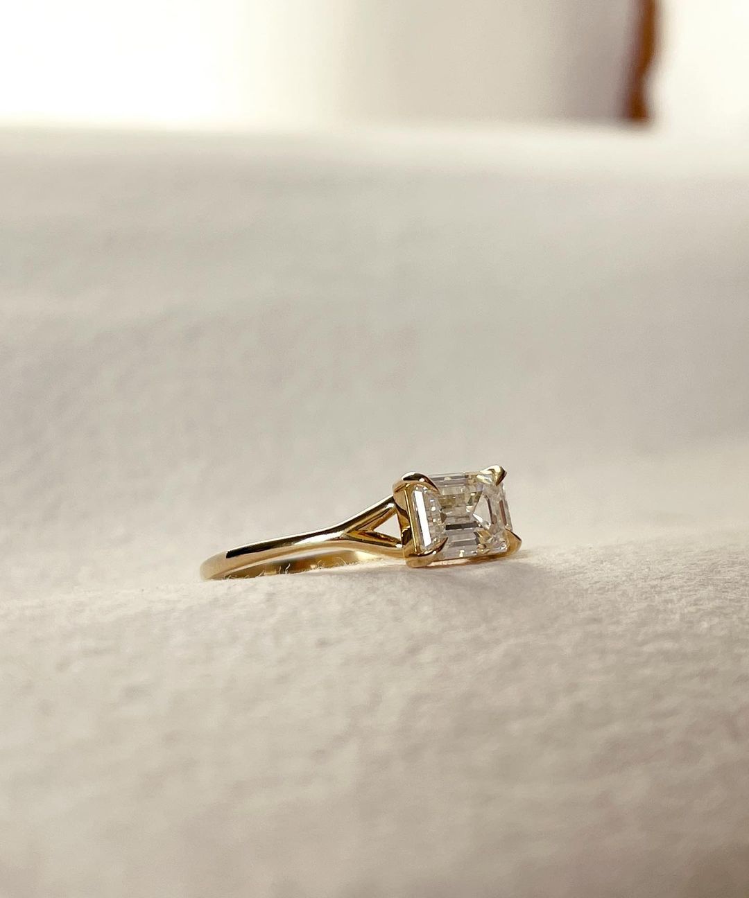 2.2CT White Emerald Cut Solitaire Ring | Split Shank Ring | Proposal Ring | Simple Ring