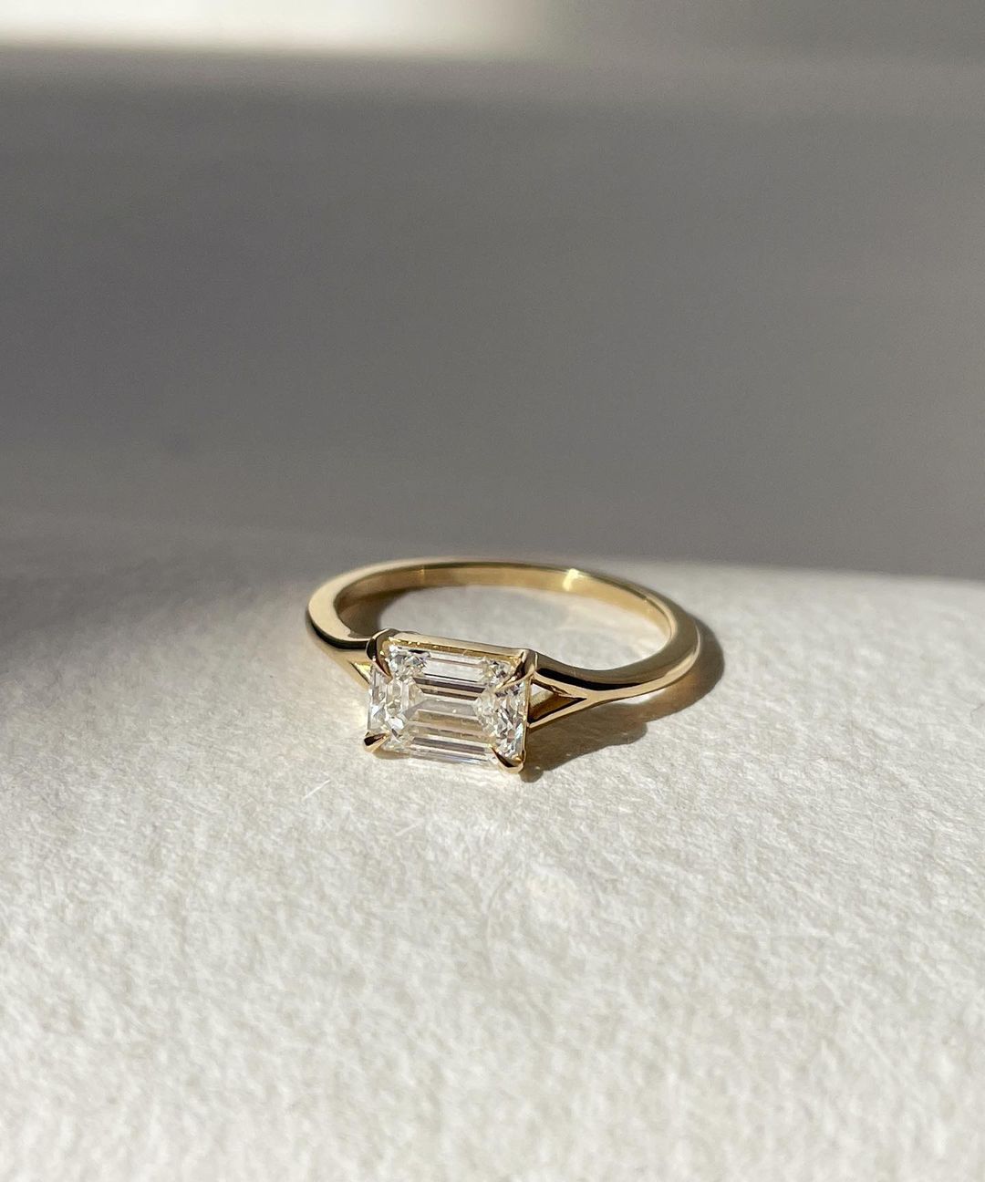 2.2CT White Emerald Cut Solitaire Ring | Split Shank Ring | Proposal Ring | Simple Ring