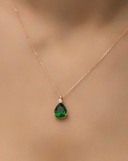 2.55Ct Green Pear Cut Prong Pendant | Daily Wear Pendant For Women | Promise Gift Pendant For Her | Birthstone Pendant