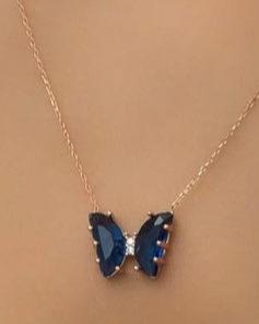 Butterfly Shape 2.88Ct Blue Half Moon Cut Prong Pendant | Everyday Wear Pendant | Stunning Pendant For Her | Thank You Gift Pendant