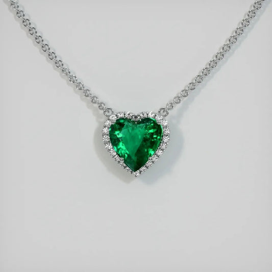 2.77Ct Green Heart Cut Halo Pendant | Anniversary Gift Pendant For Her | Proposal Gift Pendant | Jewelry Collection